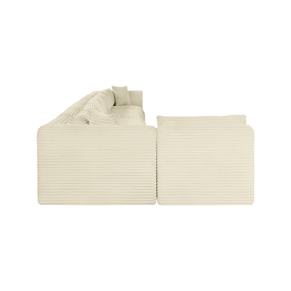 Shaggy Cream Corduroy Performance Fabric Modular Sectional