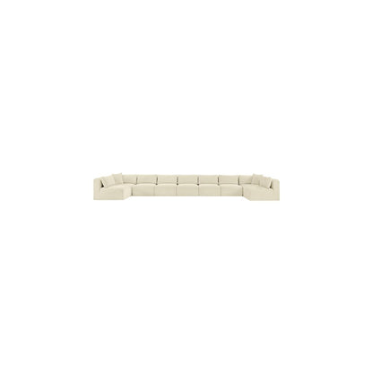 Shaggy Cream Corduroy Performance Fabric Modular Sectional