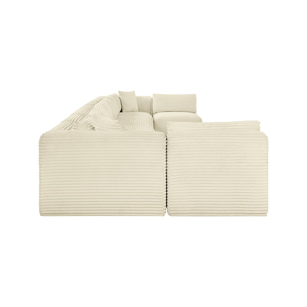 Shaggy Cream Corduroy Performance Fabric Modular Sectional