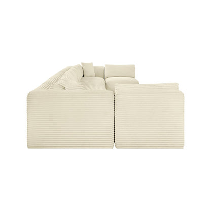 Shaggy Cream Corduroy Performance Fabric Modular Sectional