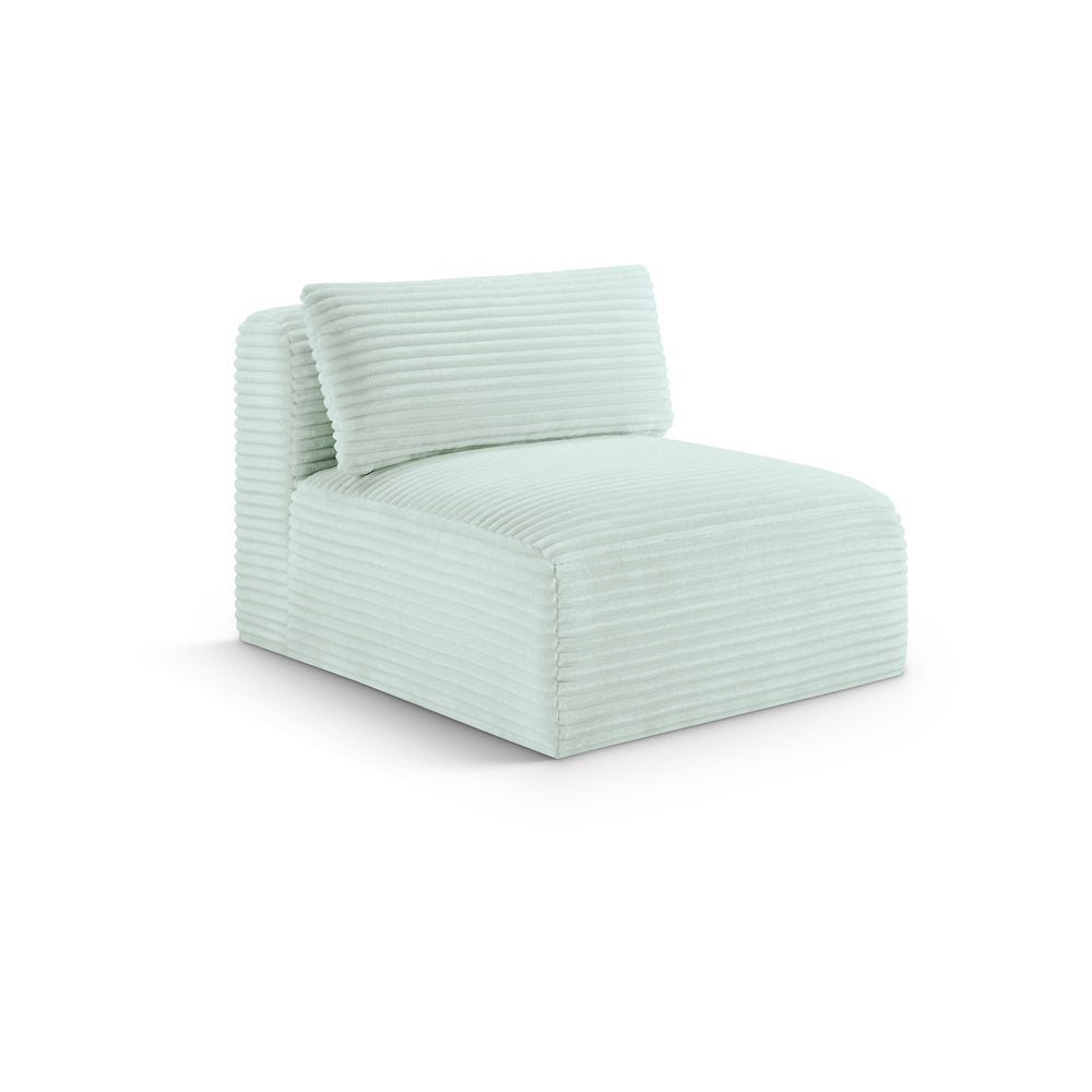Shaggy Mint Corduroy Performance Fabric Armless Chair