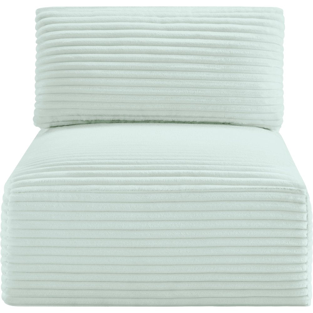 Shaggy Mint Corduroy Performance Fabric Armless Chair