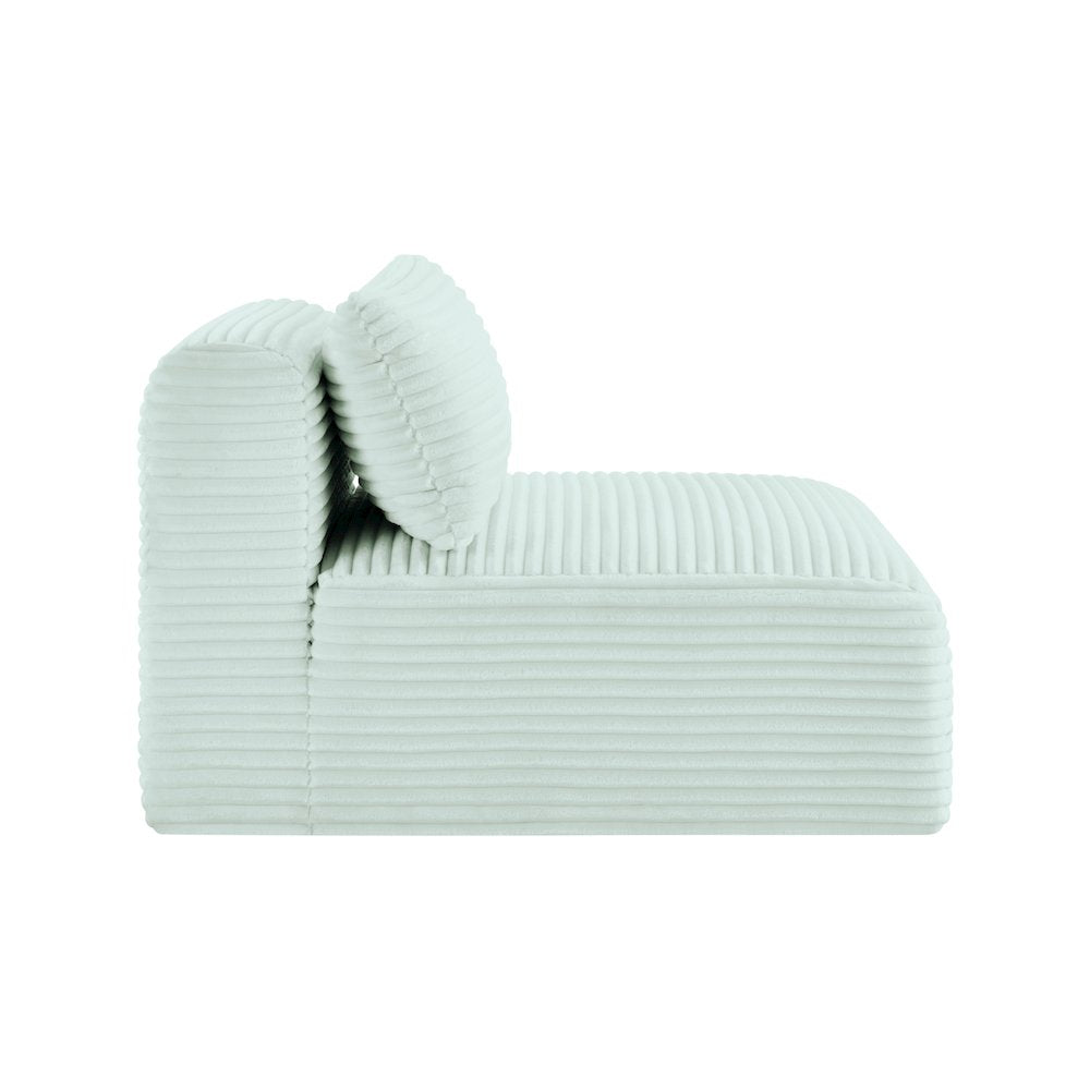 Shaggy Mint Corduroy Performance Fabric Armless Chair