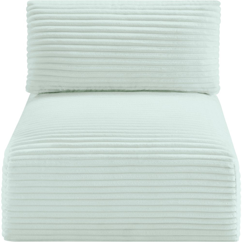 Shaggy Mint Corduroy Performance Fabric Armless Chair