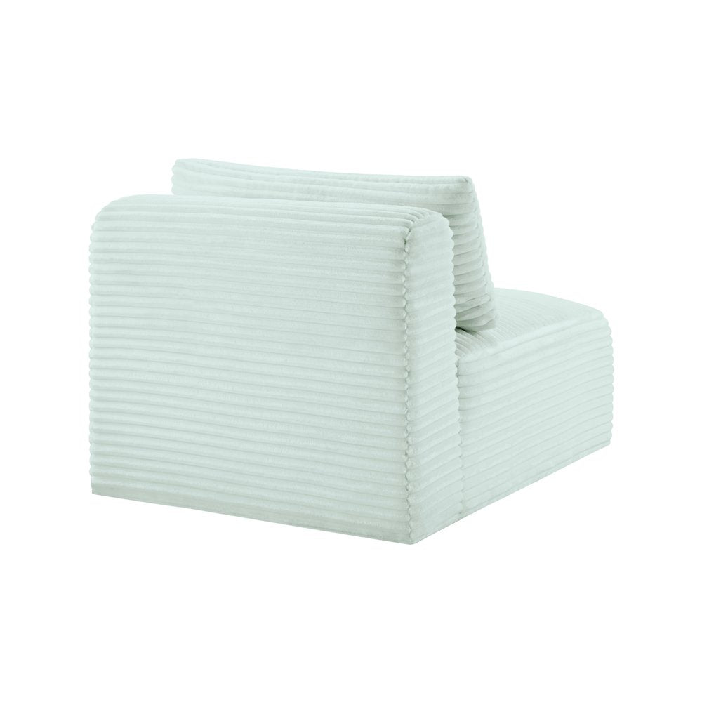 Shaggy Mint Corduroy Performance Fabric Armless Chair