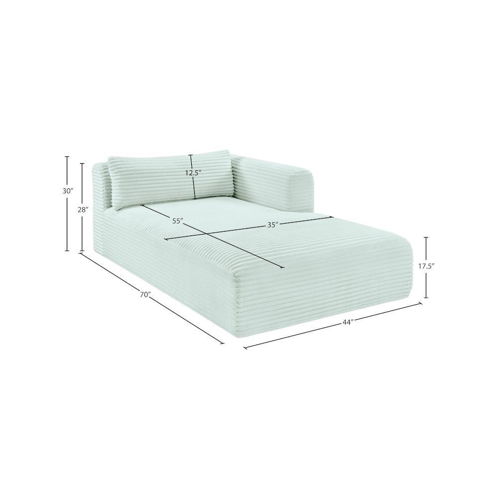Shaggy Mint Corduroy Performance Fabric Chaise