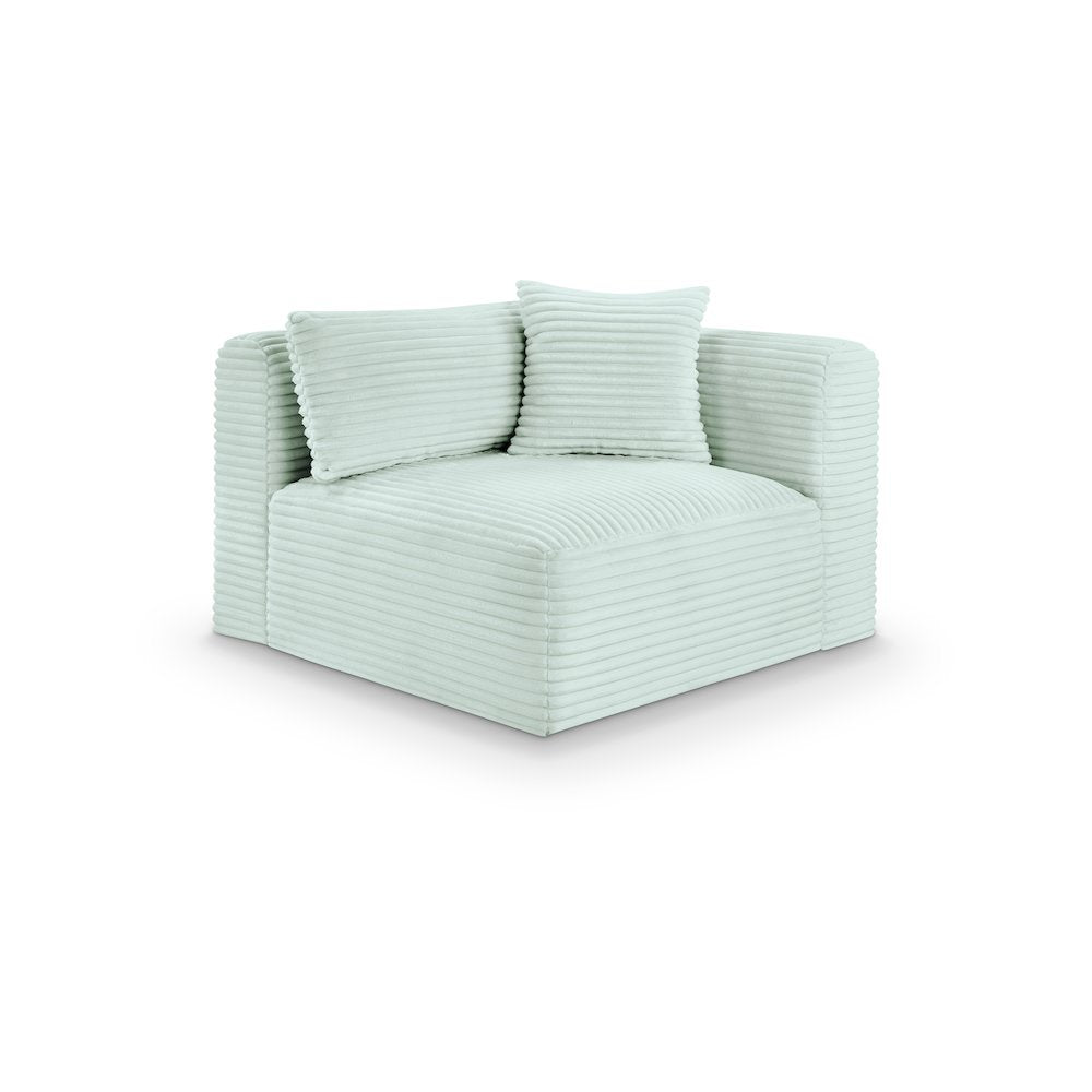 Shaggy Mint Corduroy Performance Fabric Corner Chair