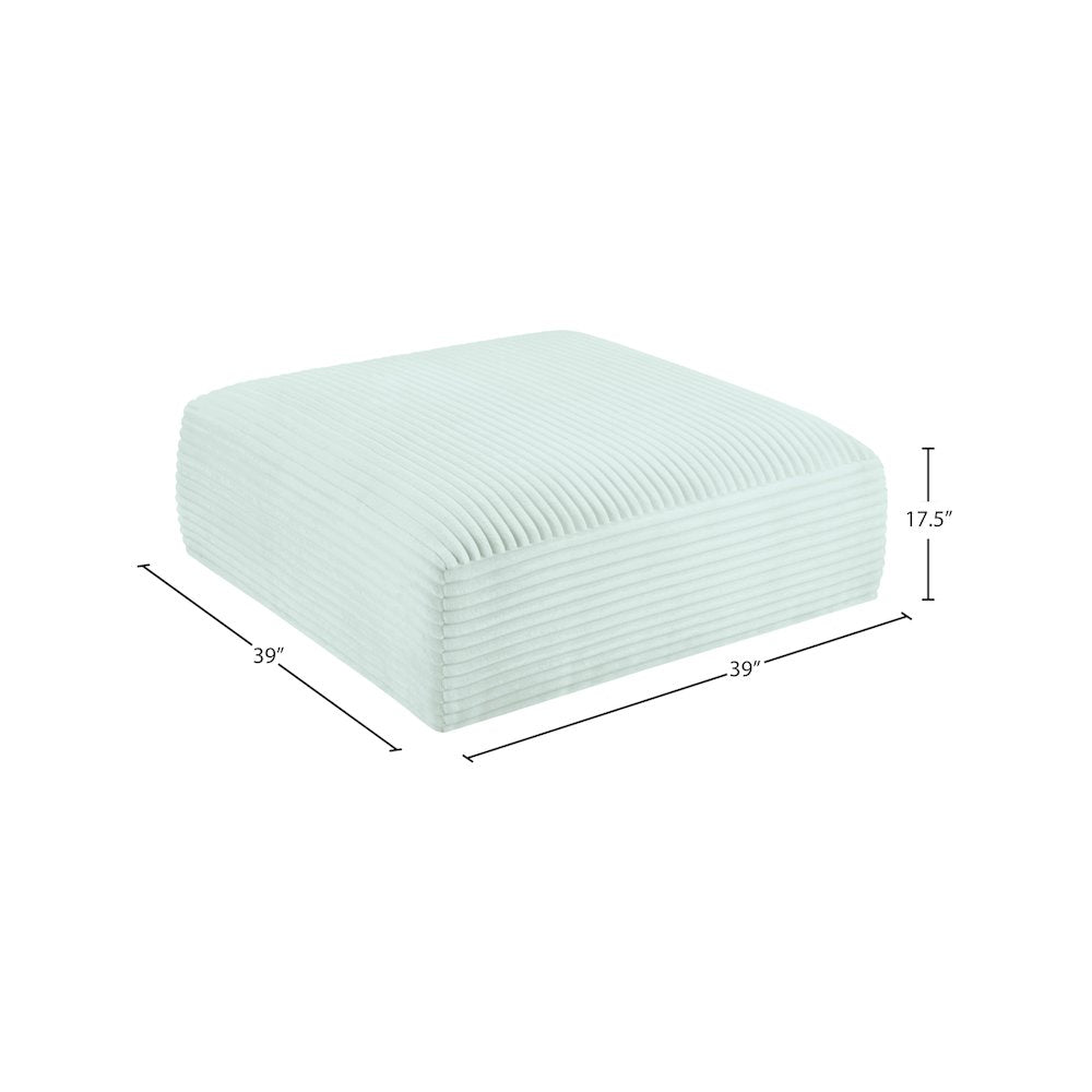 Shaggy Mint Corduroy Performance Fabric Ottoman