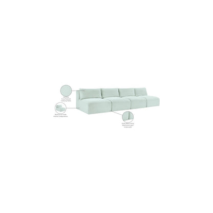 Shaggy Mint Corduroy Performance Fabric Modular Sofa