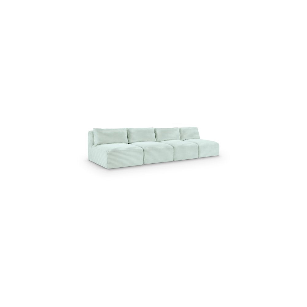 Shaggy Mint Corduroy Performance Fabric Modular Sofa