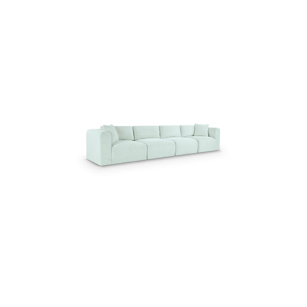 Shaggy Mint Corduroy Performance Fabric Modular Sofa