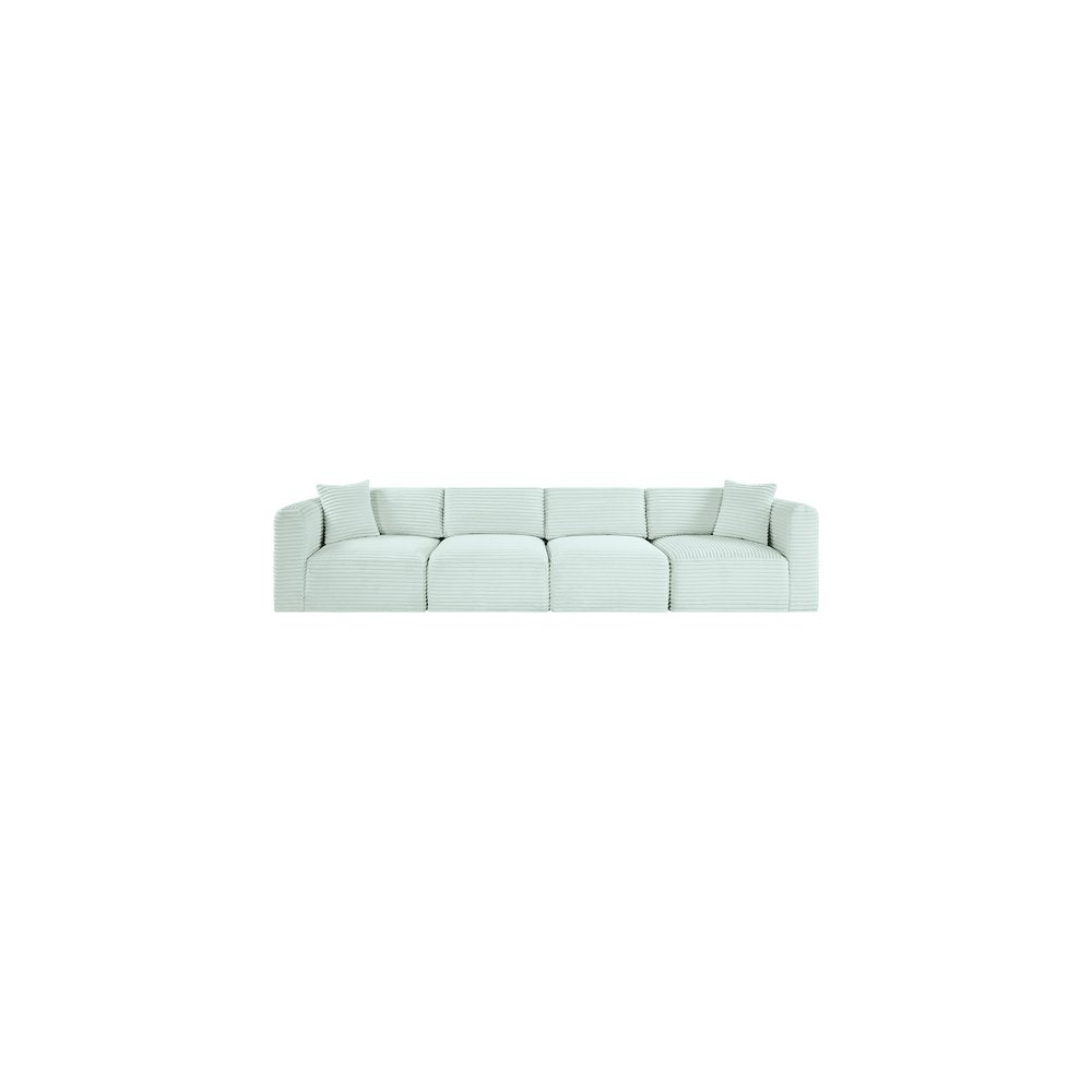 Shaggy Mint Corduroy Performance Fabric Modular Sofa