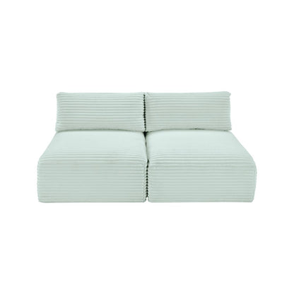 Shaggy Mint Corduroy Performance Fabric Modular Sofa