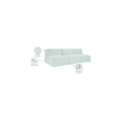 Shaggy Mint Corduroy Performance Fabric Modular Sofa