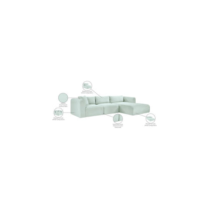 Shaggy Mint Corduroy Performance Fabric Modular Sectional