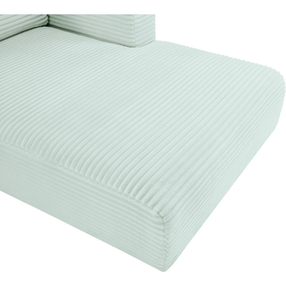 Shaggy Mint Corduroy Performance Fabric Modular Sectional