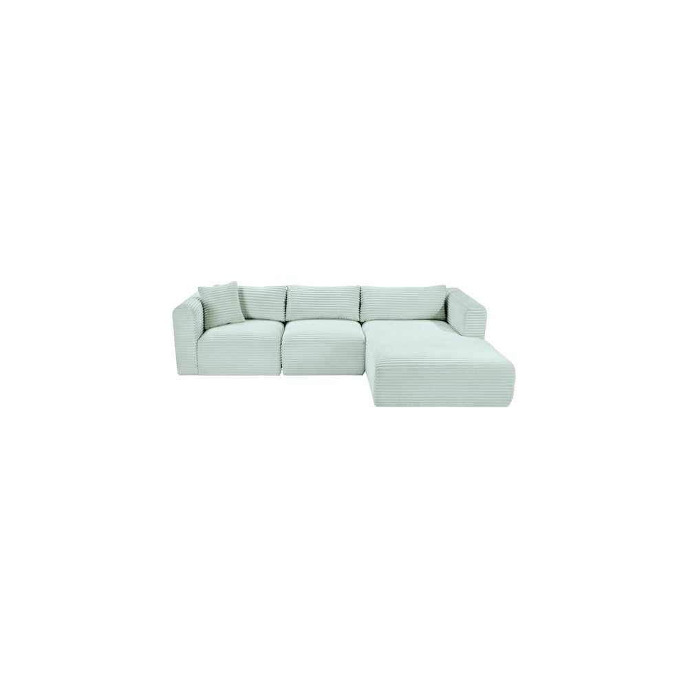 Shaggy Mint Corduroy Performance Fabric Modular Sectional