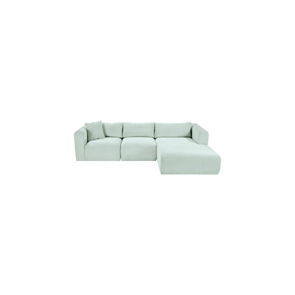 Shaggy Mint Corduroy Performance Fabric Modular Sectional