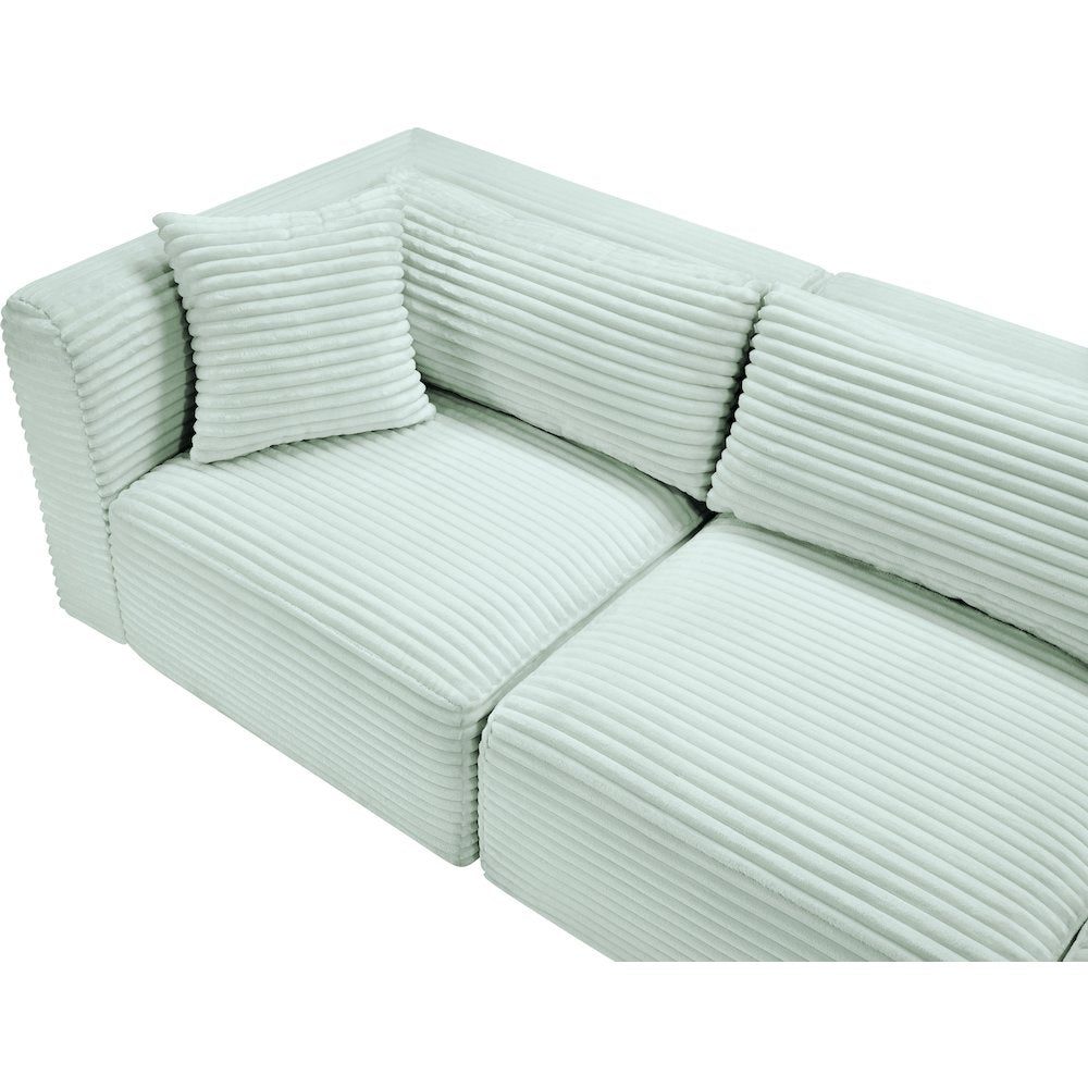 Shaggy Mint Corduroy Performance Fabric Modular Sectional