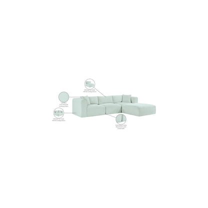 Shaggy Mint Corduroy Performance Fabric Modular Sectional