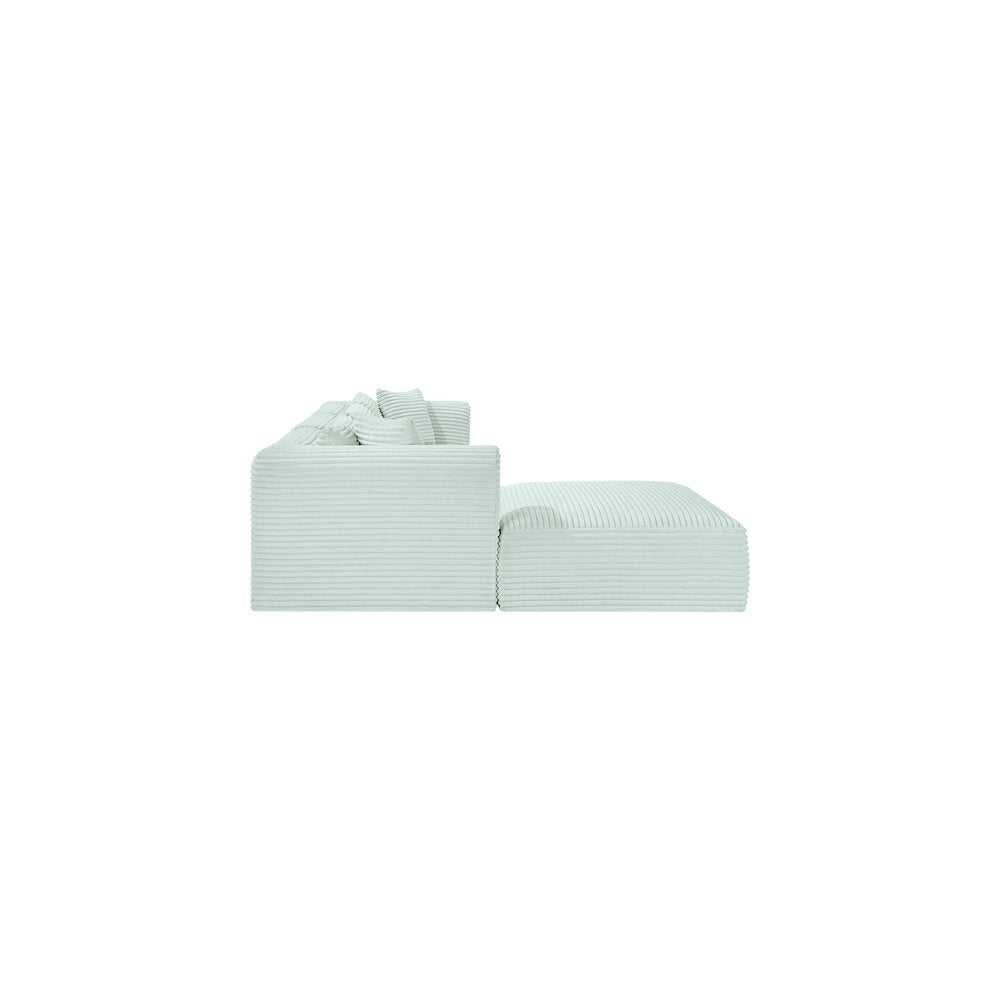Shaggy Mint Corduroy Performance Fabric Modular Sectional