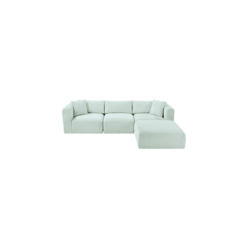 Shaggy Mint Corduroy Performance Fabric Modular Sectional