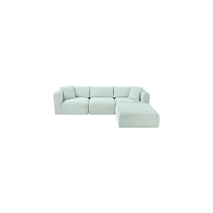 Shaggy Mint Corduroy Performance Fabric Modular Sectional