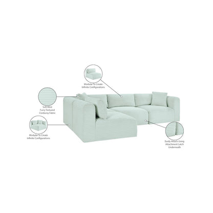 Shaggy Mint Corduroy Performance Fabric Modular Sectional
