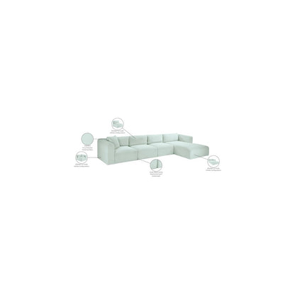 Shaggy Mint Corduroy Performance Fabric Modular Sectional