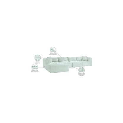 Shaggy Mint Corduroy Performance Fabric Modular Sectional