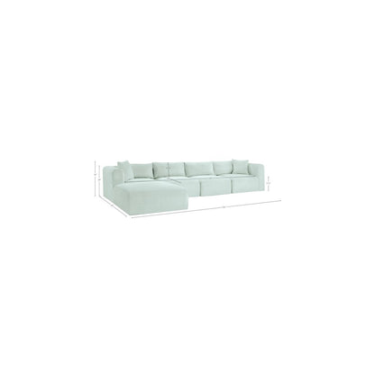 Shaggy Mint Corduroy Performance Fabric Modular Sectional