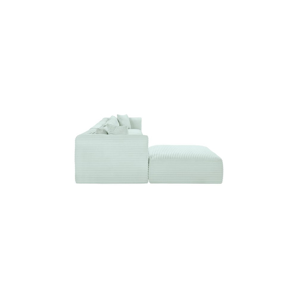 Shaggy Mint Corduroy Performance Fabric Modular Sectional