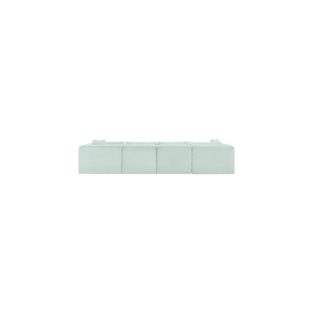 Shaggy Mint Corduroy Performance Fabric Modular Sectional