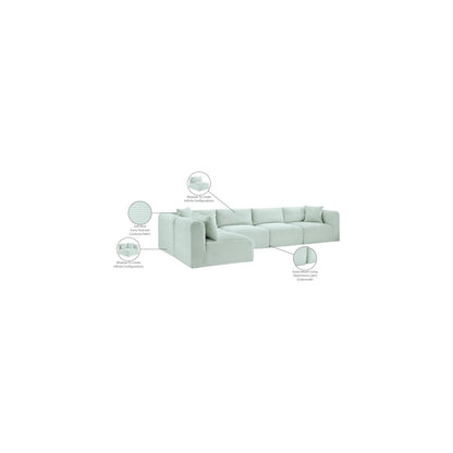 Shaggy Mint Corduroy Performance Fabric Modular Sectional