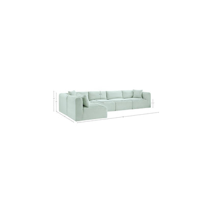 Shaggy Mint Corduroy Performance Fabric Modular Sectional