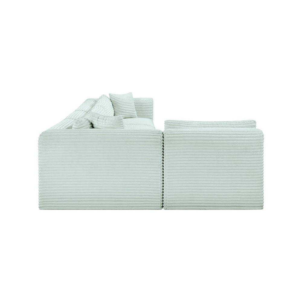 Shaggy Mint Corduroy Performance Fabric Modular Sectional