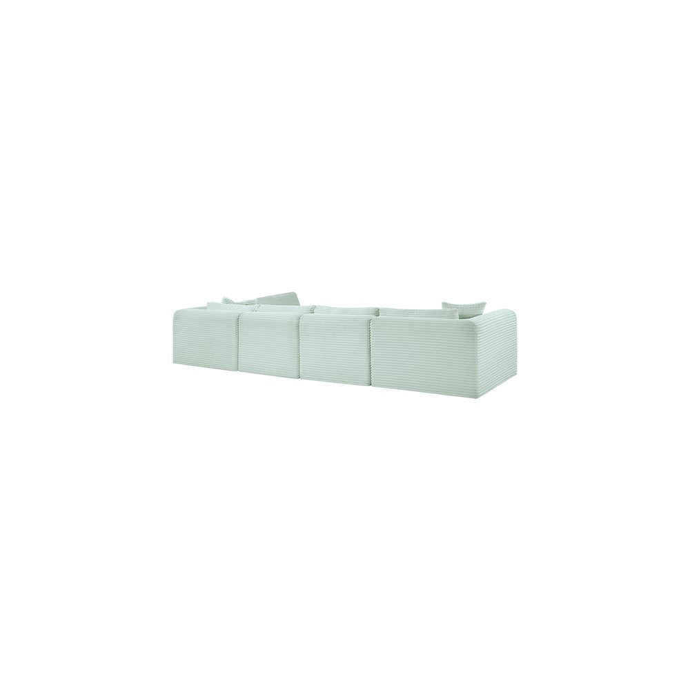 Shaggy Mint Corduroy Performance Fabric Modular Sectional