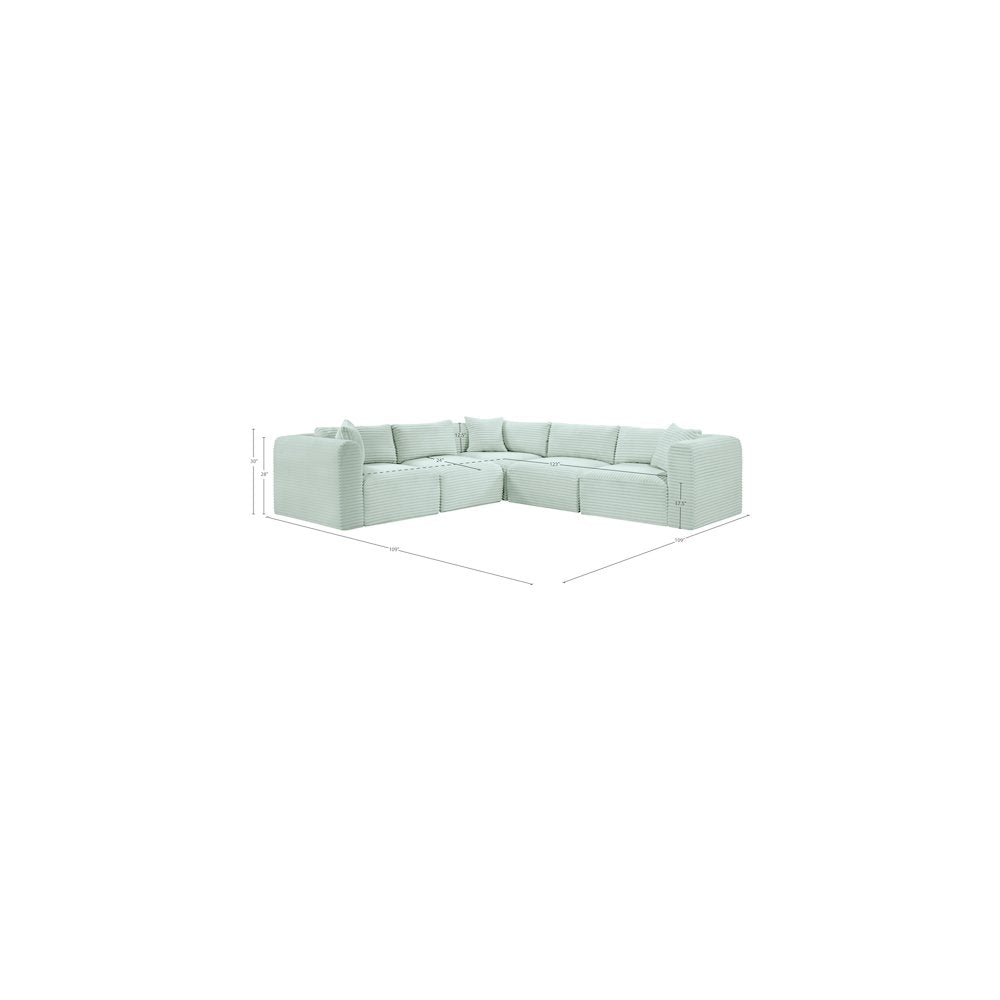 Shaggy Mint Corduroy Performance Fabric Modular Sectional