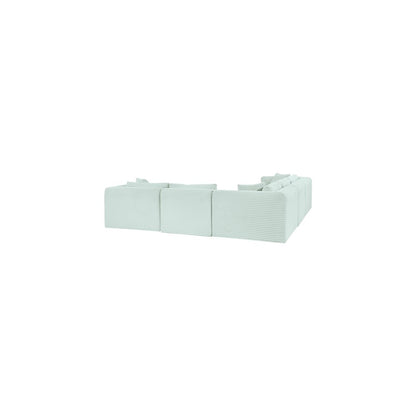 Shaggy Mint Corduroy Performance Fabric Modular Sectional