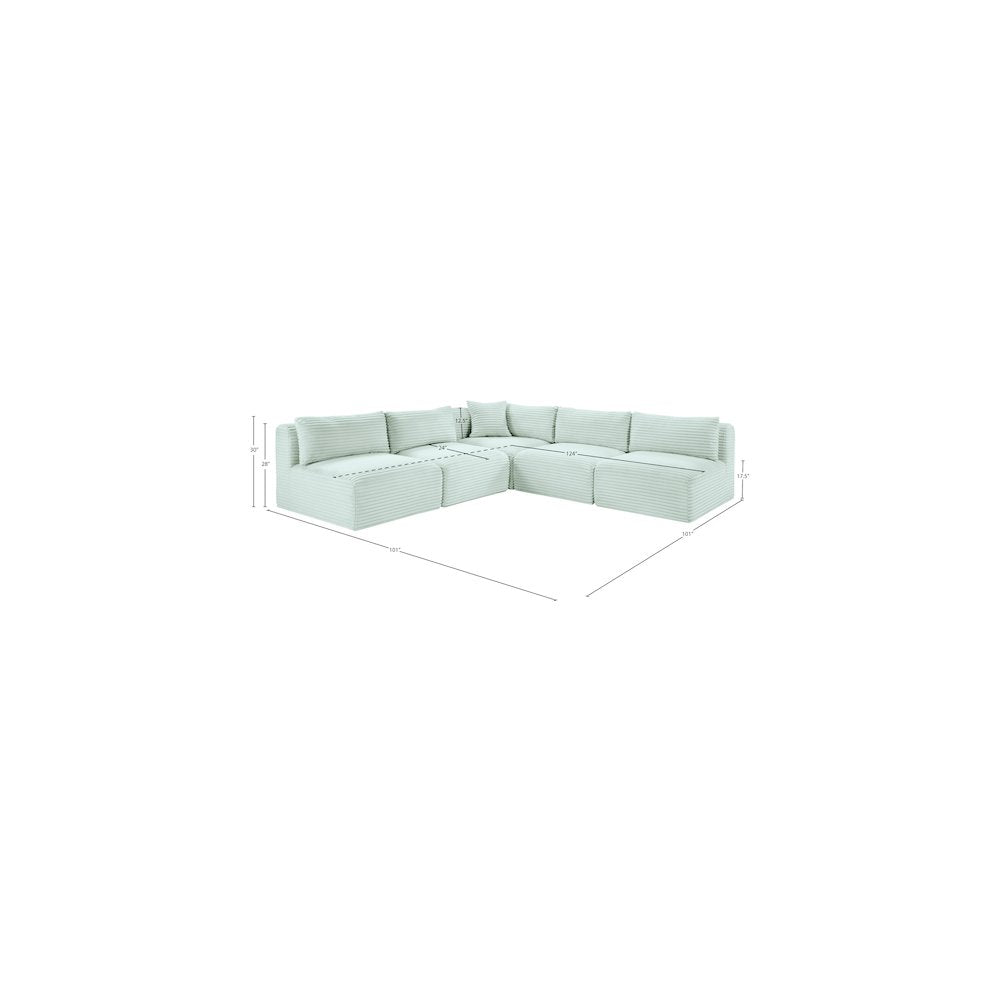 Shaggy Mint Corduroy Performance Fabric Modular Sectional
