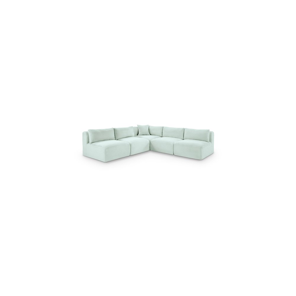 Shaggy Mint Corduroy Performance Fabric Modular Sectional