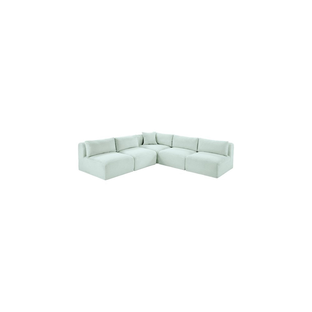 Shaggy Mint Corduroy Performance Fabric Modular Sectional