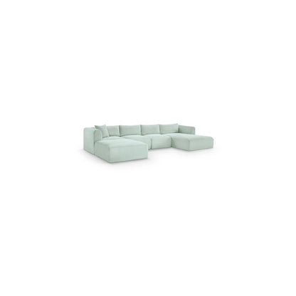 Shaggy Mint Corduroy Performance Fabric Modular Sectional