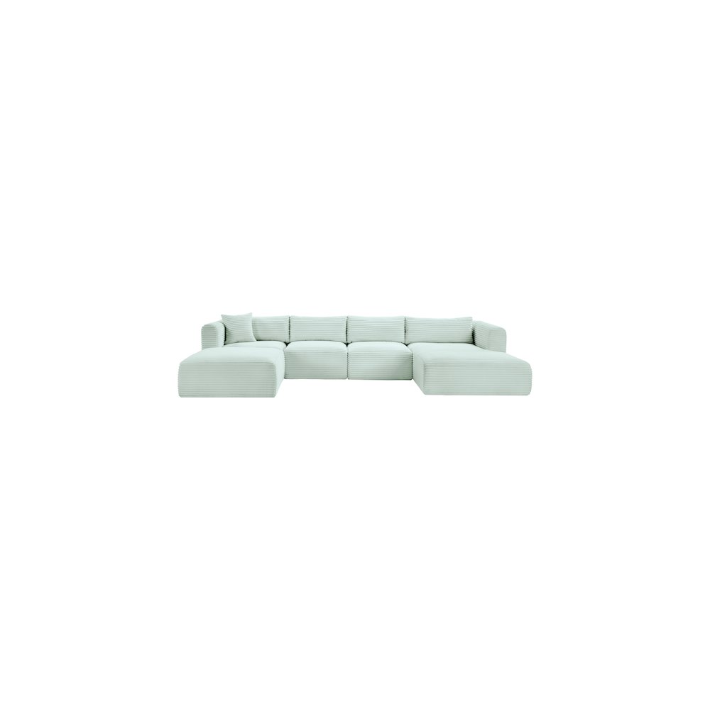 Shaggy Mint Corduroy Performance Fabric Modular Sectional