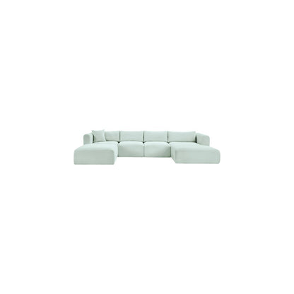 Shaggy Mint Corduroy Performance Fabric Modular Sectional
