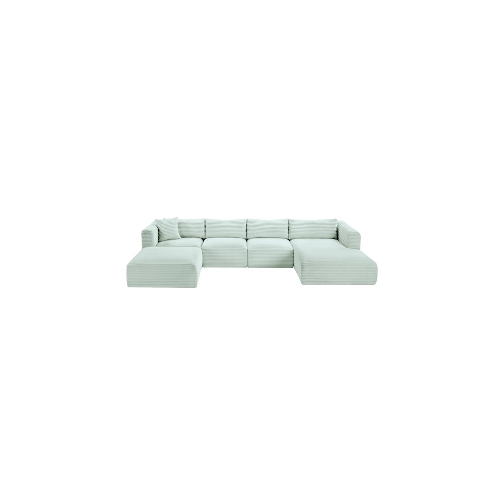 Shaggy Mint Corduroy Performance Fabric Modular Sectional