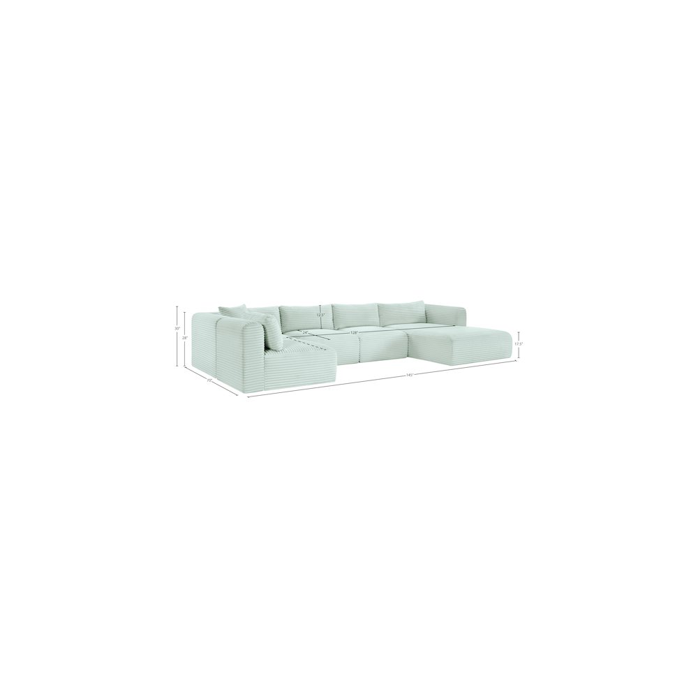 Shaggy Mint Corduroy Performance Fabric Modular Sectional