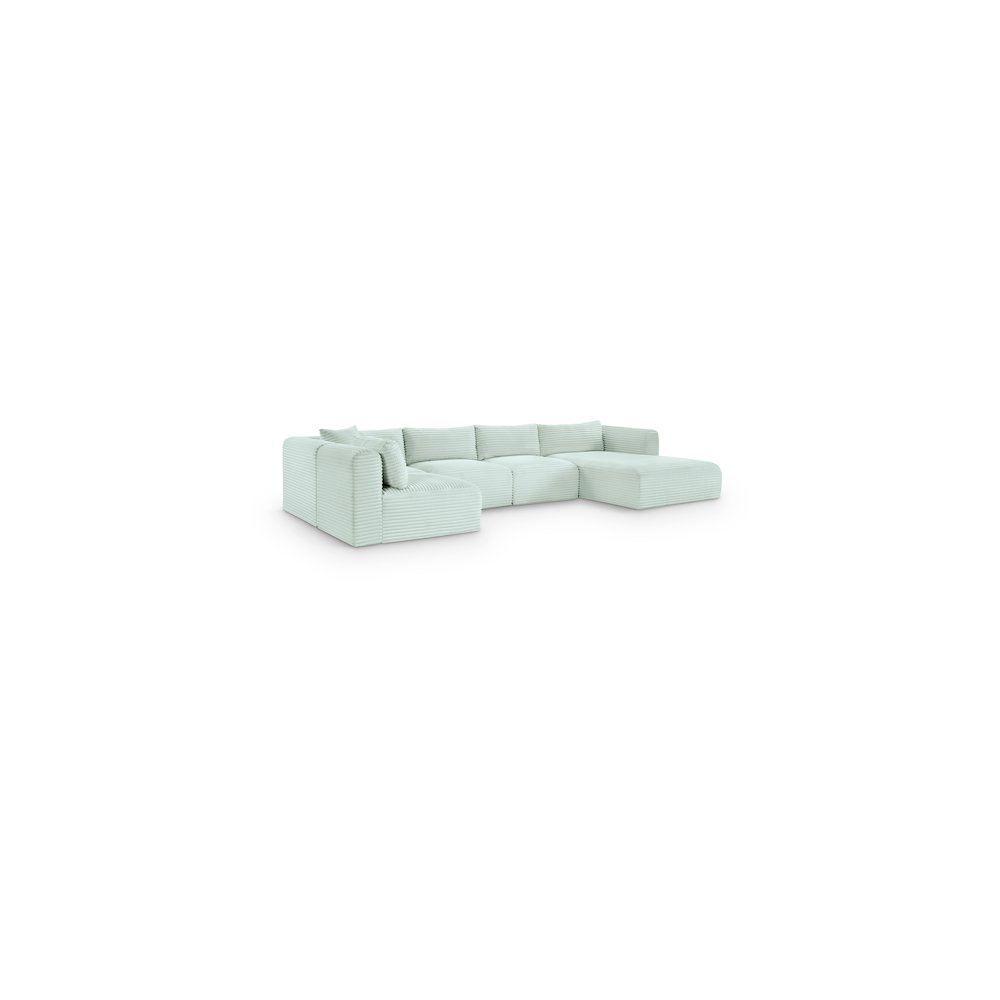 Shaggy Mint Corduroy Performance Fabric Modular Sectional