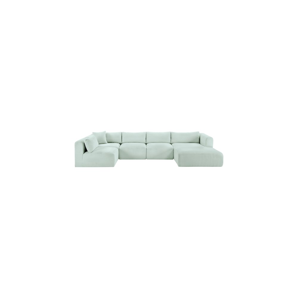 Shaggy Mint Corduroy Performance Fabric Modular Sectional