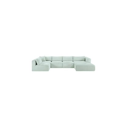 Shaggy Mint Corduroy Performance Fabric Modular Sectional